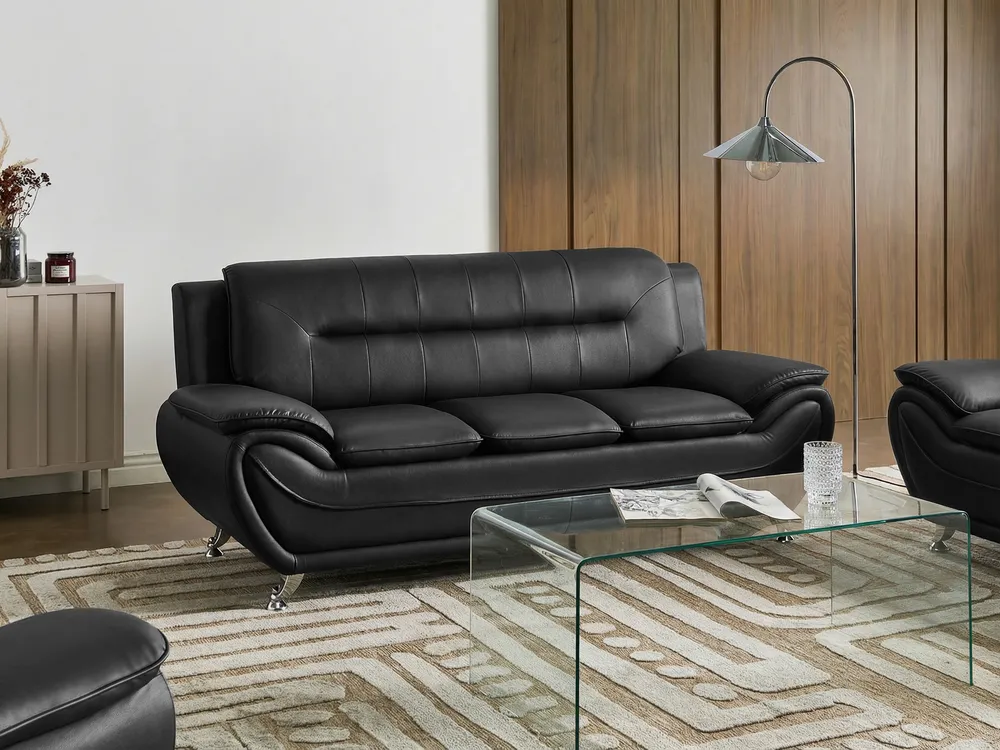 Sofa Set 6-Sitzer LEIRA Kunstleder Schwarz_1058579