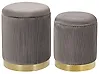 Pouf mit Stauraum 2er Set MIRAMAR Samtstoff Grau