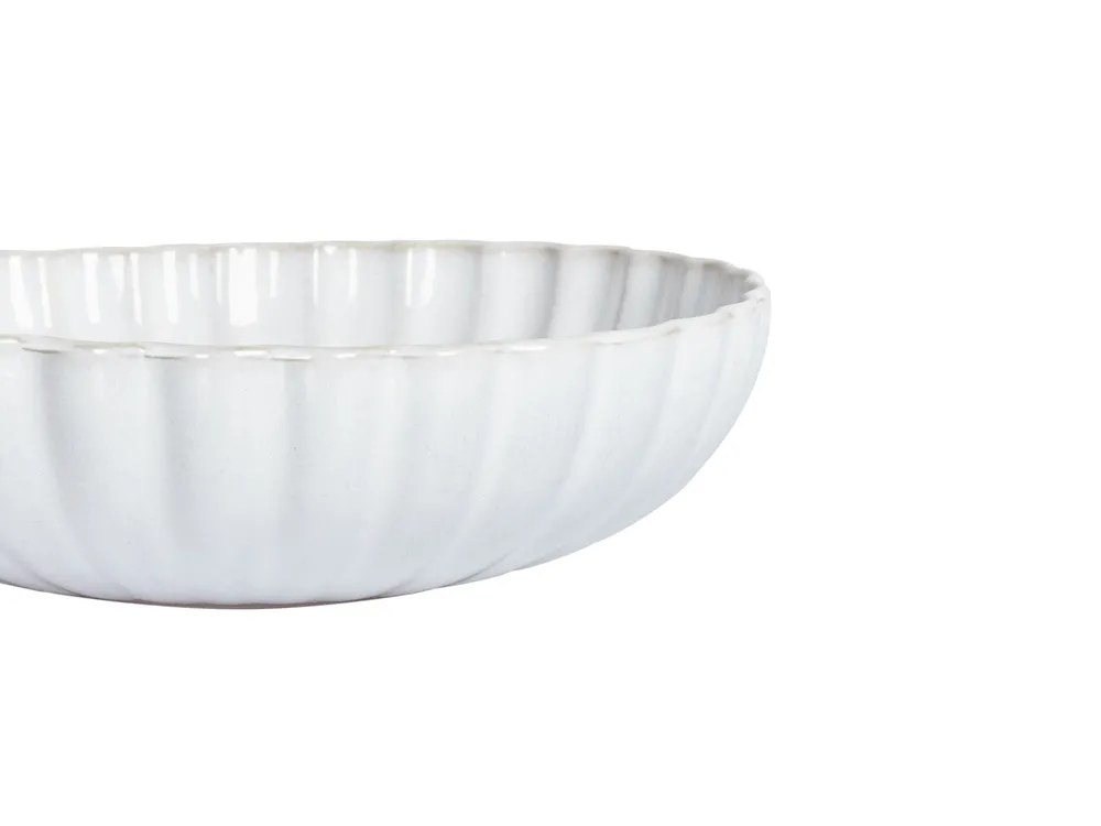 Set of 4 Deep Plates NETTLE Stoneware Off-White_957411