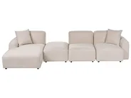 Modular Corner Sofa 3 Seater HEDE with Ottoman Fabric Light Beige Right Hand_1092161