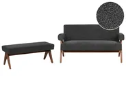 Sofa Set TAMRE Bouclé Schwarz / Dunkelbraun_985407