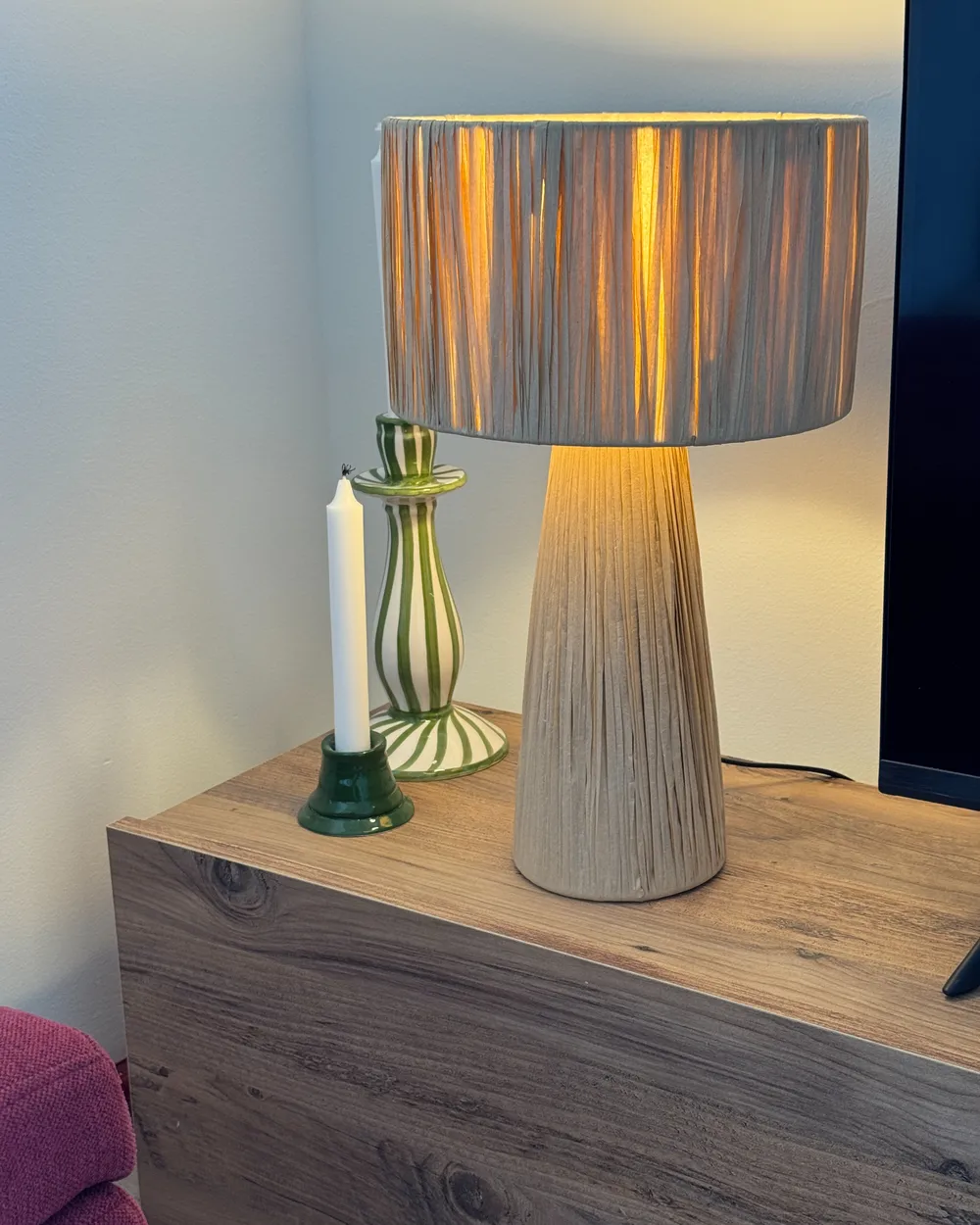 Tischlampe WELMEL Geflecht Naturfarben_1030998
