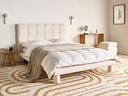 Bett mit Lattenrost Bouclé CRESSAT 140 x 200 cm Cremeweiß_1150969