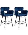 Set mit 2 Barstühlen SANILAC Samtstoff Marineblau