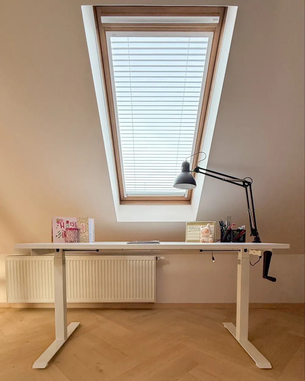 Schreibtisch manuell höhenverstellbar DESTINES 160 cm 72 cm Weiß_1039203