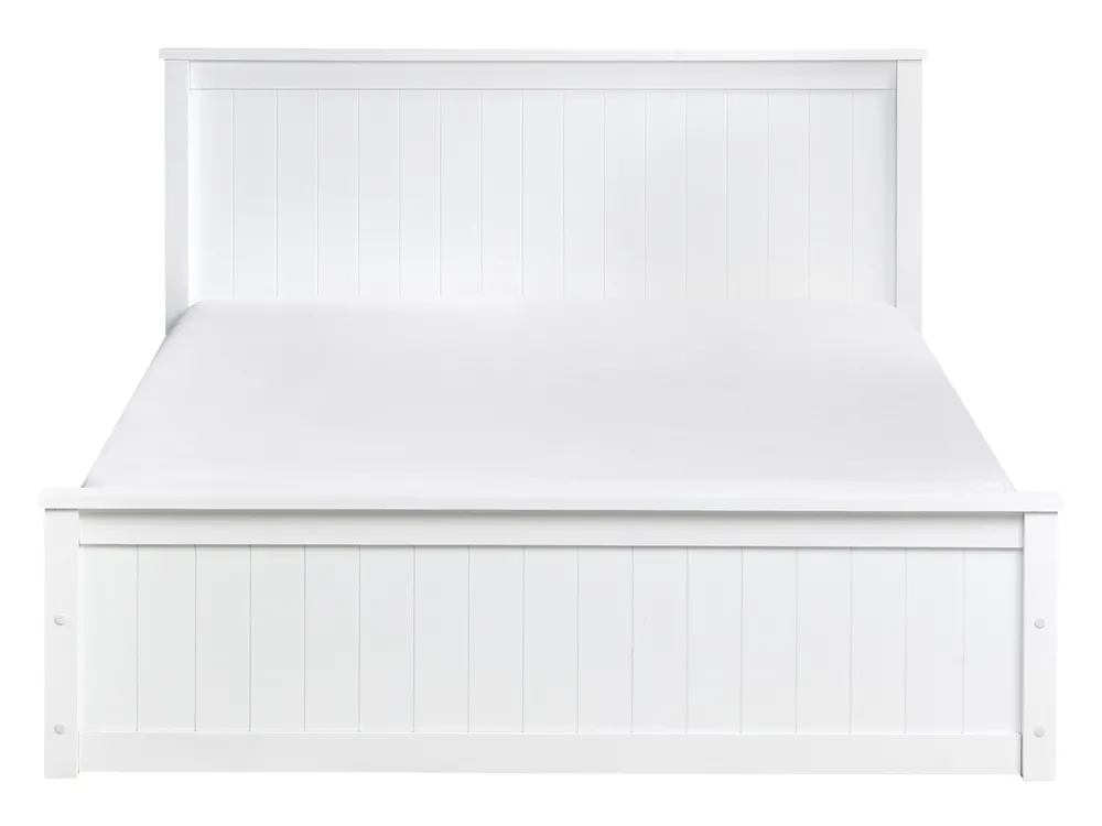 Bett mit Stauraum LAMBRES Kiefernholz Weiß 140 x 200 cm_985610
