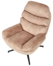 Drehsessel EIDE mit Fußstütze Samtstoff Sandbeige_923451