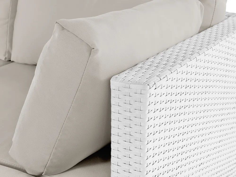 Garten Ecksofa mit Tisch 4-Sitzer SANO modular Polyrattan Weiß rechtsseitig_933642