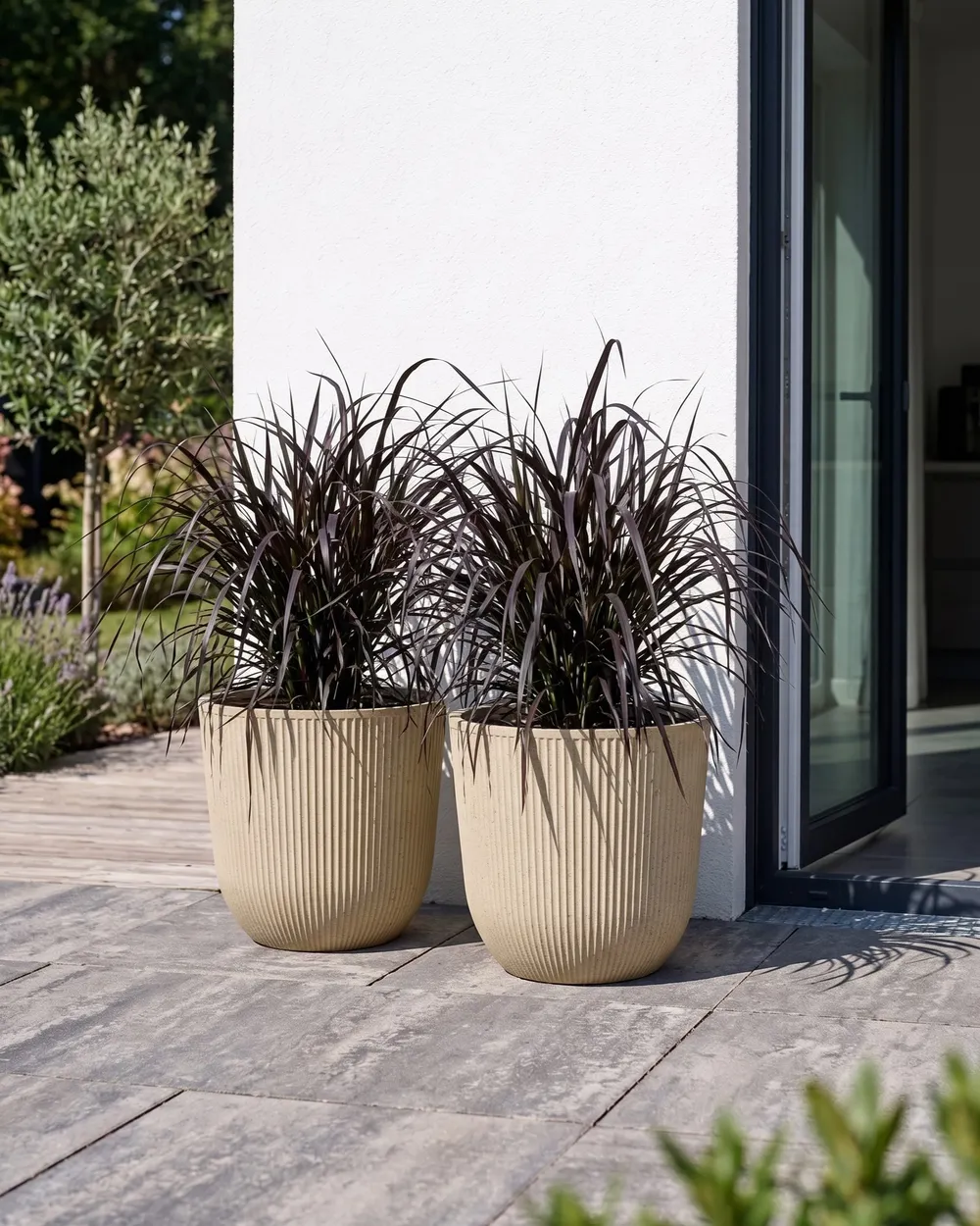 Set mit 2 Blumentöpfen DRABA 44 cm Beige_1095496