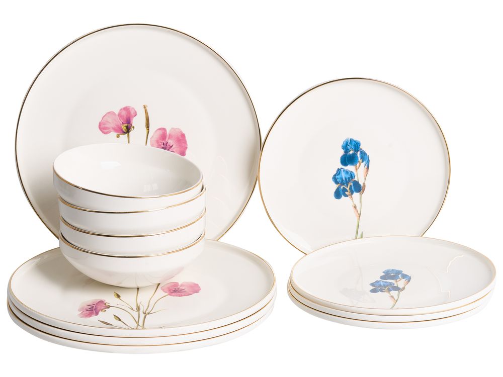 Set de 12 couverts de table HYSSOP Porcelaine Blanc