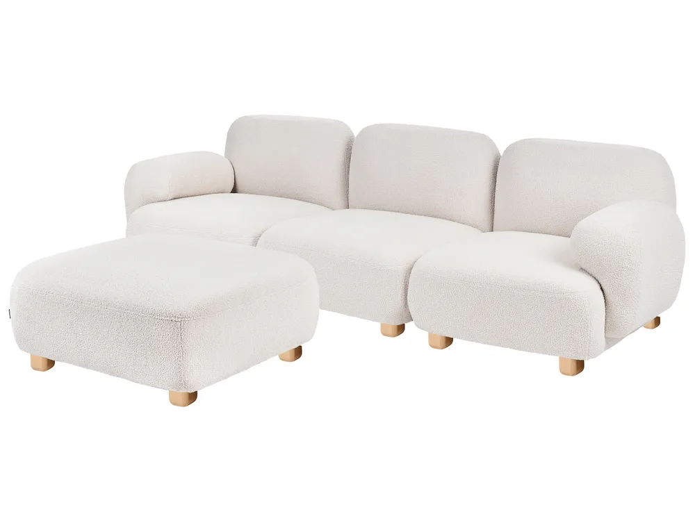 Modular Sofa 3 Seater AMLI with Ottoman Boucle Off-White_1070123