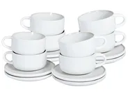 Set of 8 Cups with Saucers SESAME Stoneware Off-White_986478