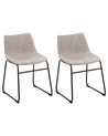 Set of 2 Dining Chairs BATAVIA Fabric Beige