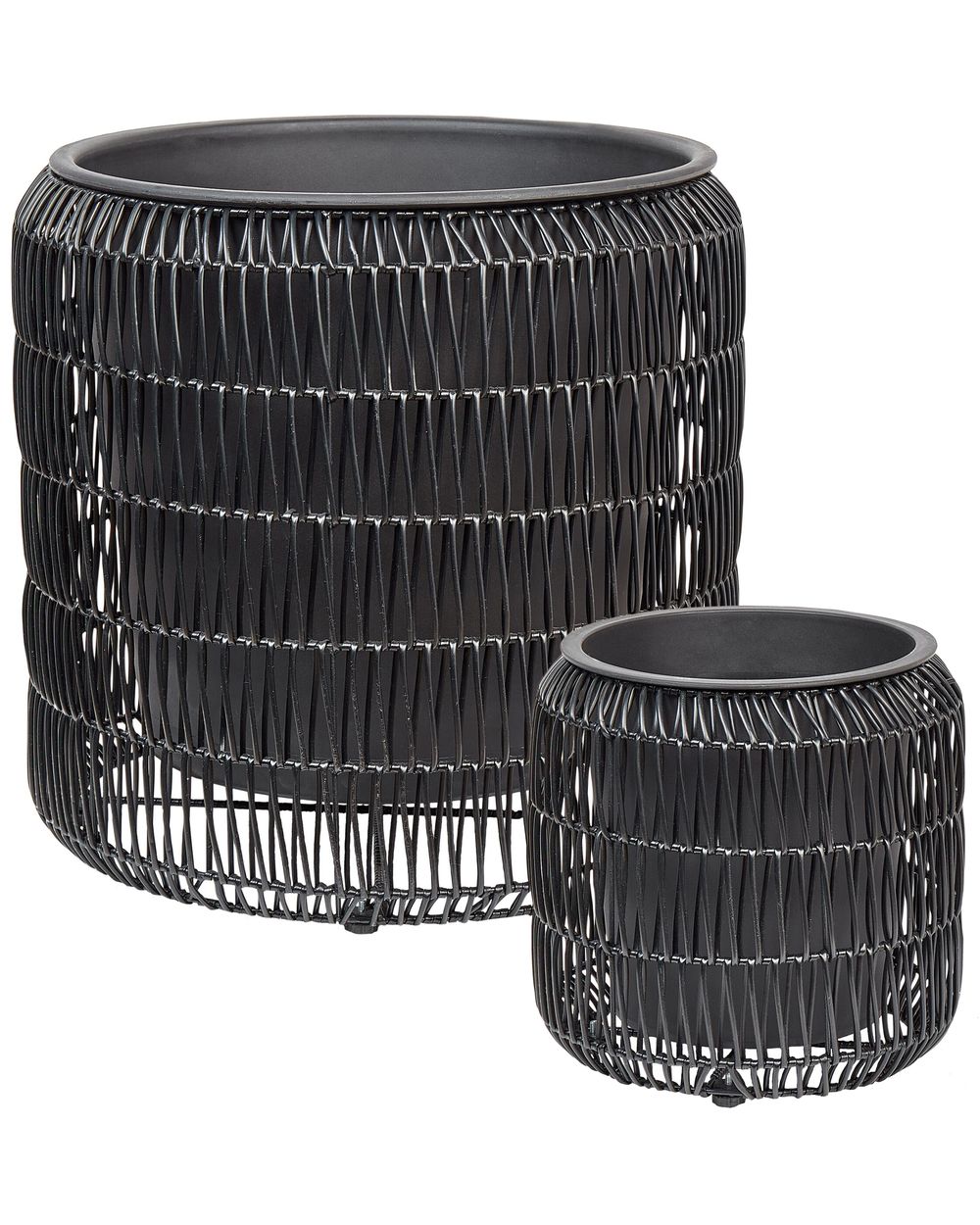 Set od 2 saksije BRODIEA 26/45 cm PE ratan Crni
