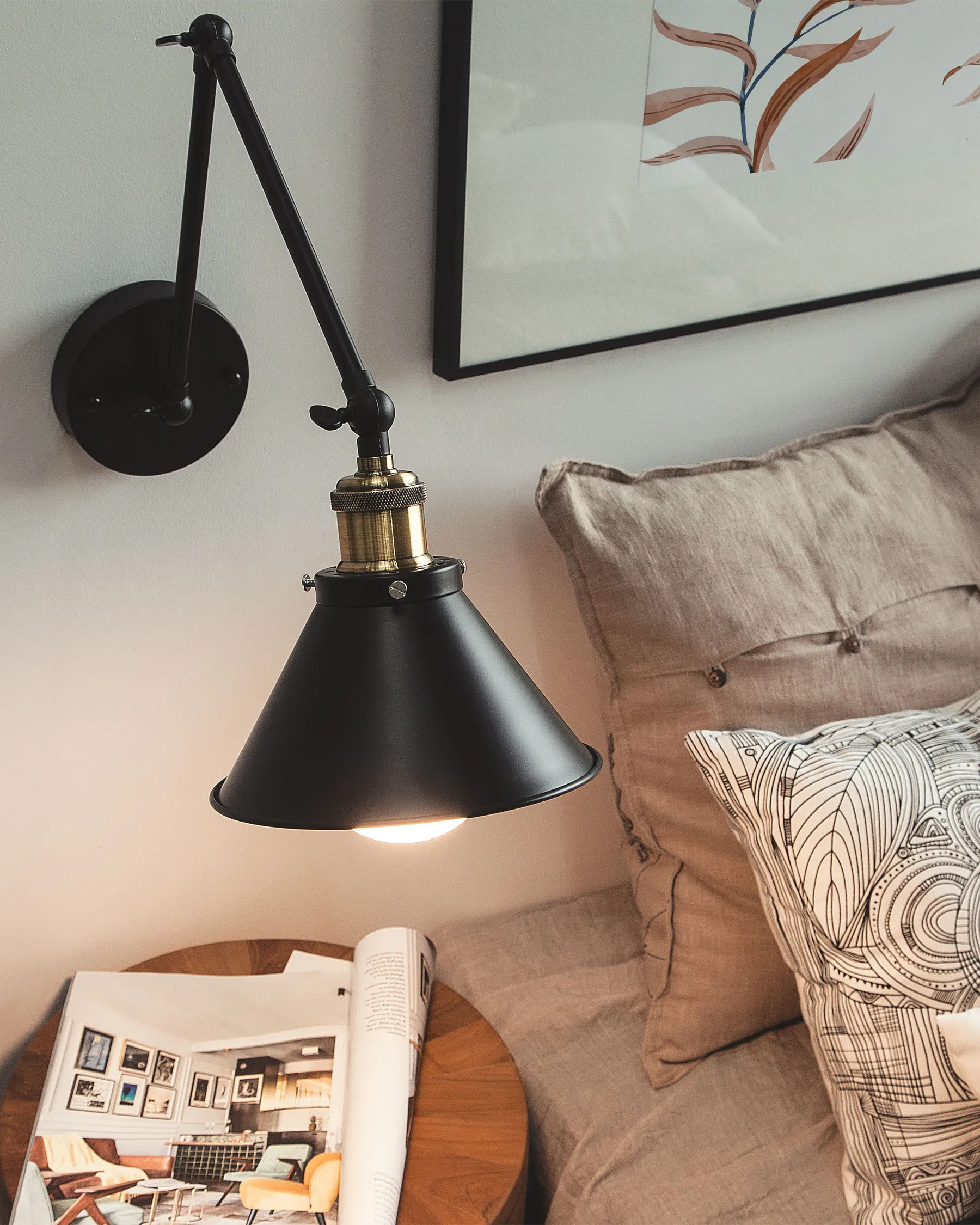 Set of 2 Wall Lamps NARVA Adjustable Metal Black_768290