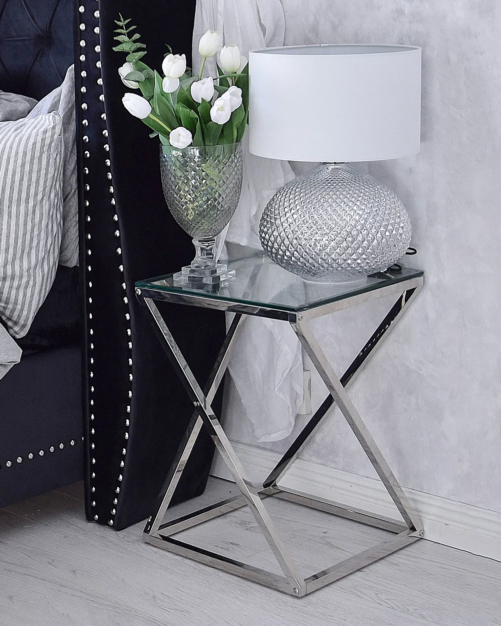 Side Table BEVERLY Glass Silver_884773
