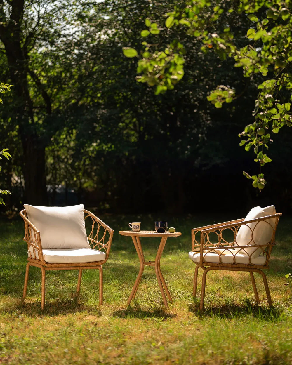 Bistro Set FERLA PE Rattan Light Brown_1154658