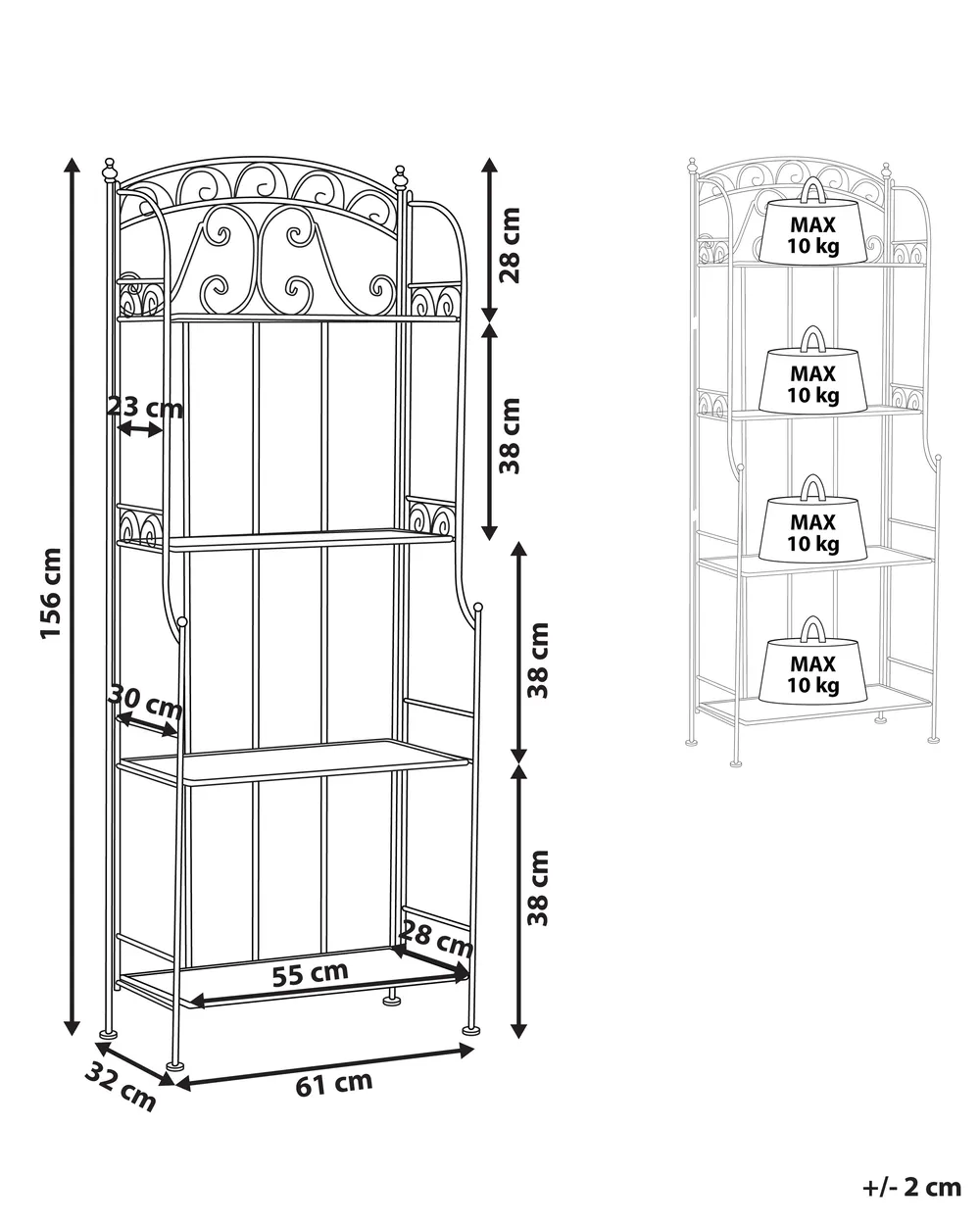 Regal PADUA 61 cm 156 cm Metall Weiß_792363