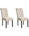 Esszimmerstuhl 2er Set VELVA Stoff Sandbeige