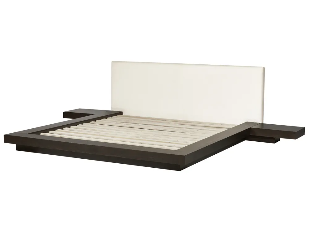 Bett mit LED Bouclé ZEN 180 x 200 cm LED Dunkle Esche_931511