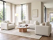 Sofa Set 5-Sitzer LUVOS Stoff Cremeweiß_1159188
