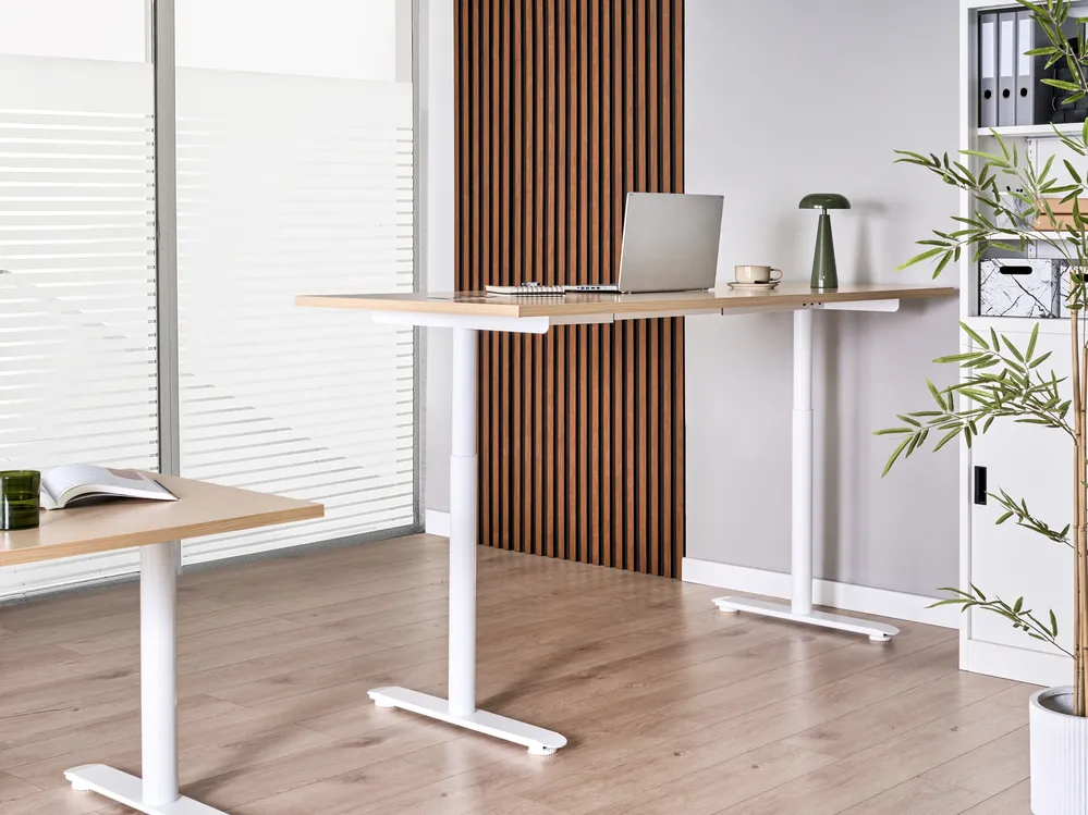 Schreibtisch elektrisch höhenverstellbar DESTINAS 180 cm 72 cm Hellbraun / Weiß_1000428