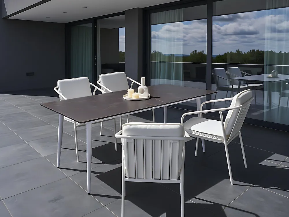 Garden Dining Table TOLENTINO 180 cm 90 cm Marble Effect Grey Marble_1175538