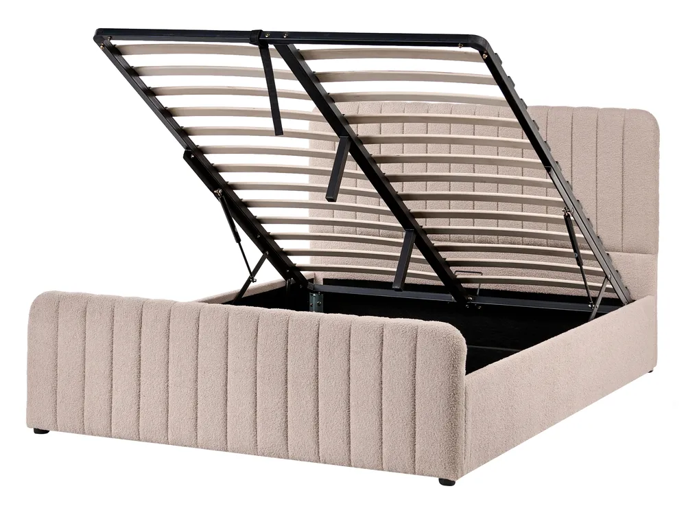 Ottoman Bed LUNAN Boucle Beige 140 x 200 cm (EU Double)_1048428