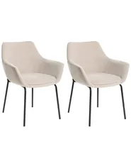 Esszimmerstuhl 2er Set BOWDON Chenillegewebe Hellbeige_1040038