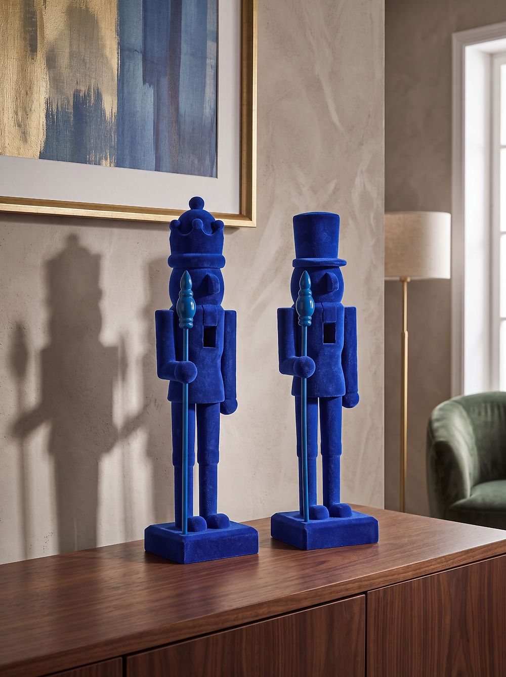 Set od 2 dekorativne figurice FLATEY 40 cm Orašar Plavo