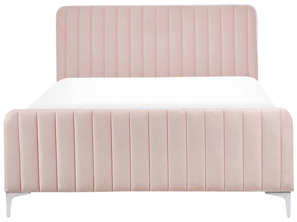 Bett mit Lattenrost Samtstoff LUNAN 140 x 200 cm Pastellrosa_803494