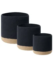 Set of 3 Baskets BASIMA Cotton Black_846449