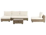 Garden Lounge Set with Table 4 Seater VARALLO Modular Rattan Grey Right Hand_956456