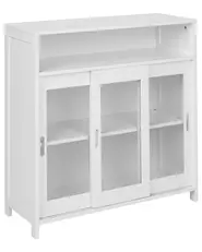 Glass Display Sideboard CRABTREE 86 cm White_996546