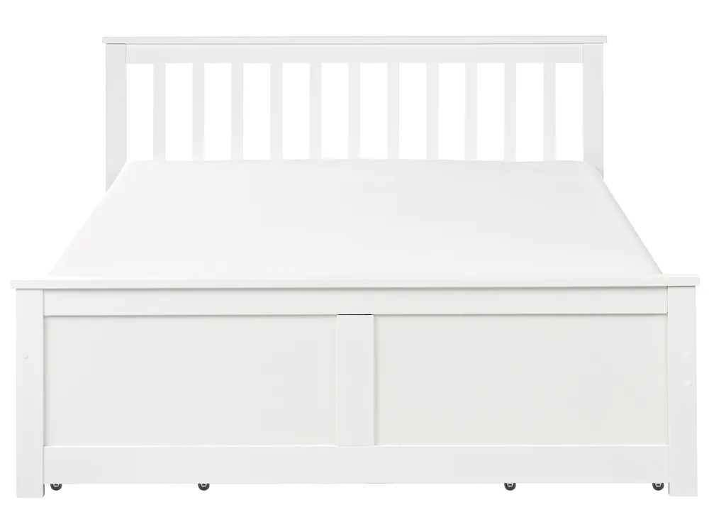 Bett mit 4 Schubladen OLENDON Kiefernholz Weiß 140 x 200 cm_954772