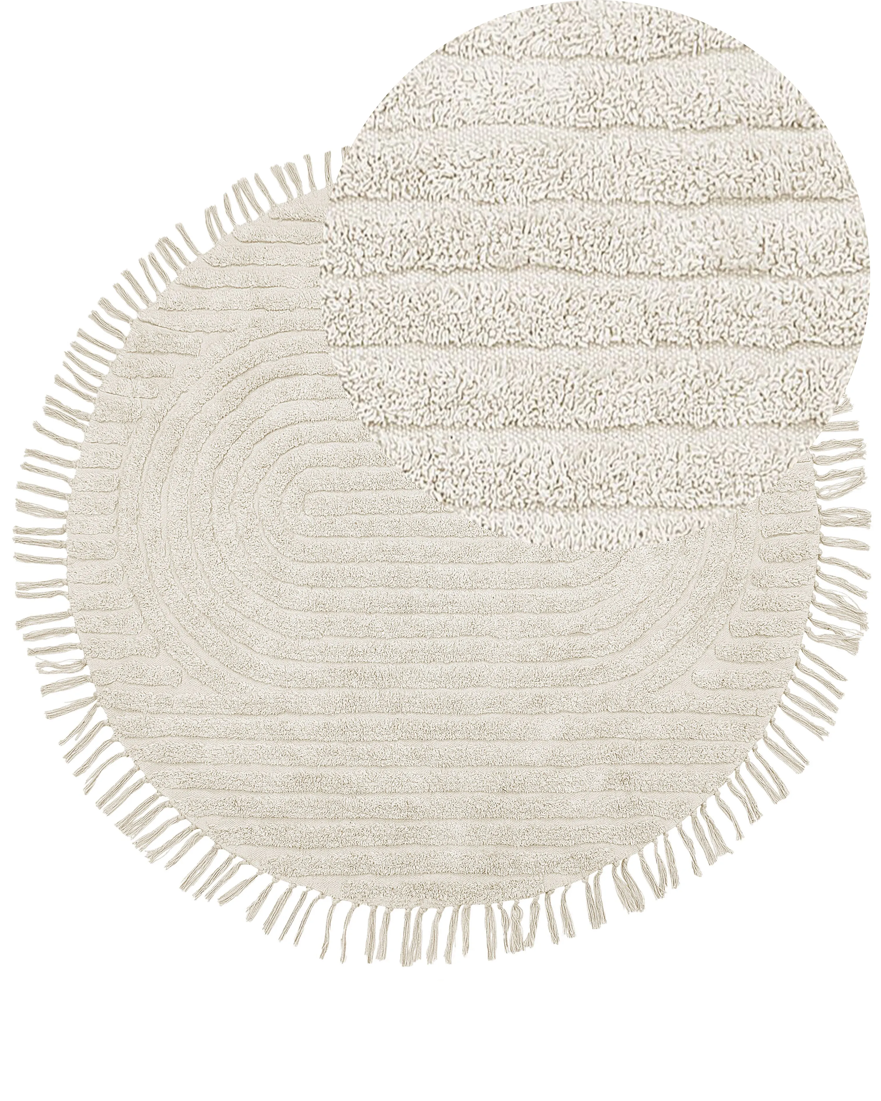 Teppich HALFETI Hellbeige ø 140 cm Baumwolle