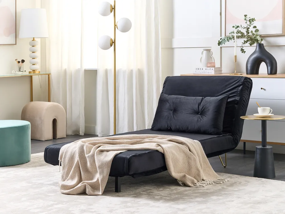 1-Sitzer Schlafsofa VESTFOLD Samtstoff Schwarz_850993