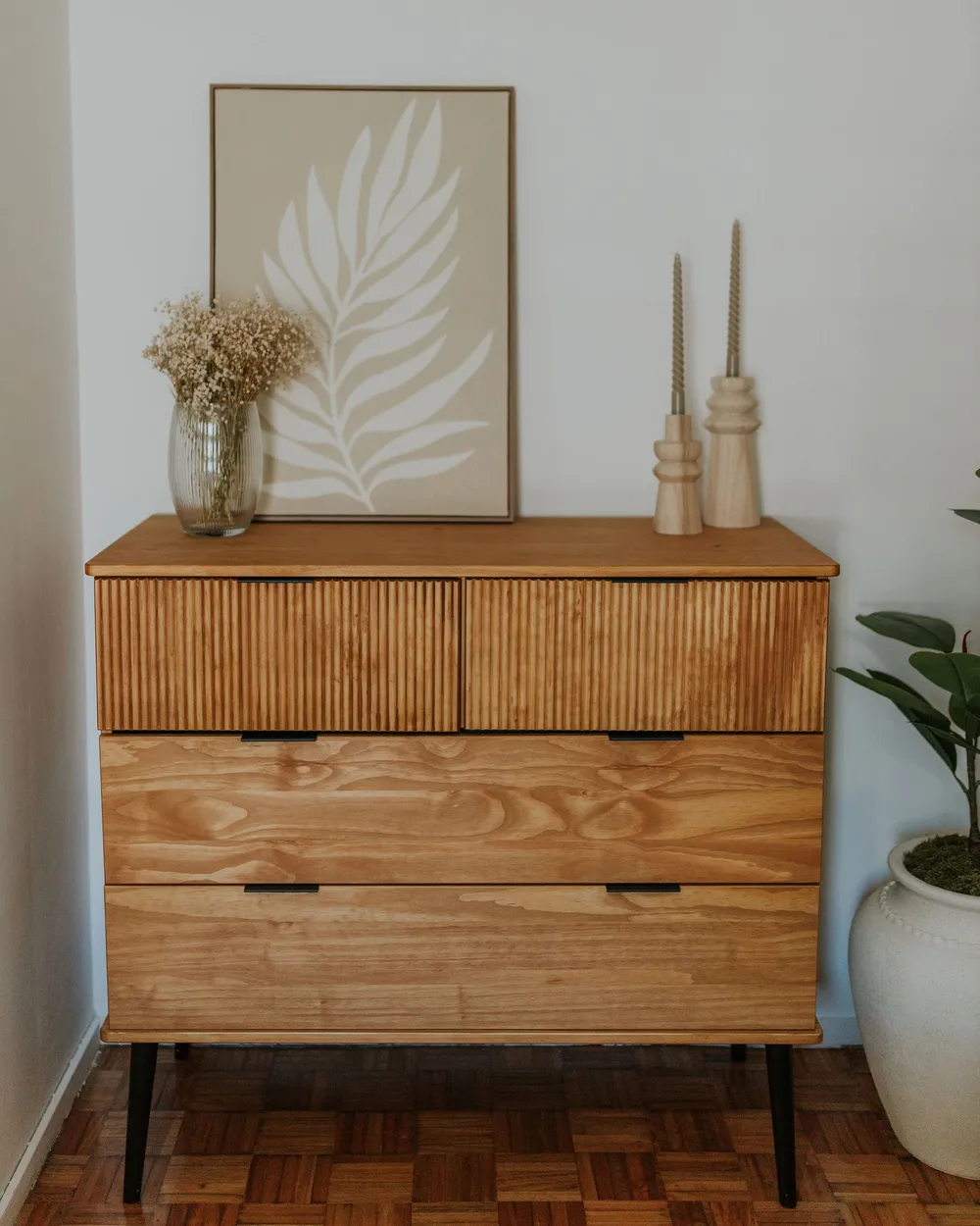 Kommode mit 4 Schubladen TIMMINS Kiefernholz Braun