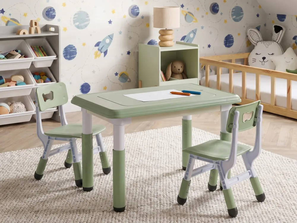 Kids Table with Chairs BONDO Green_1124381