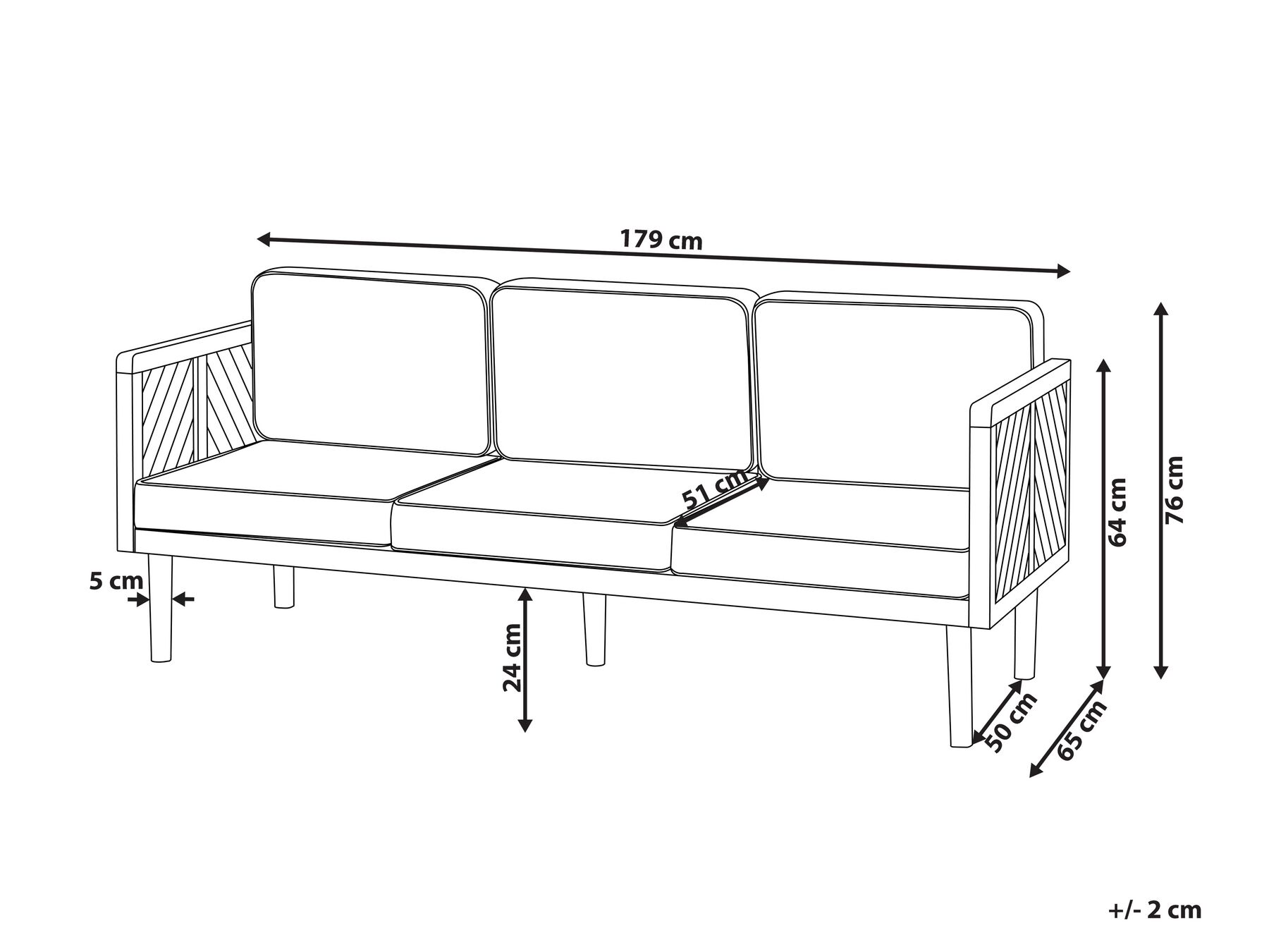 Gartensofa 3-Sitzer BARATTI Akazienholz Braun_830838