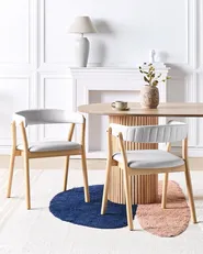 Esszimmerstuhl 2er Set MYLO Stoff Hellbraun / Grau_949192