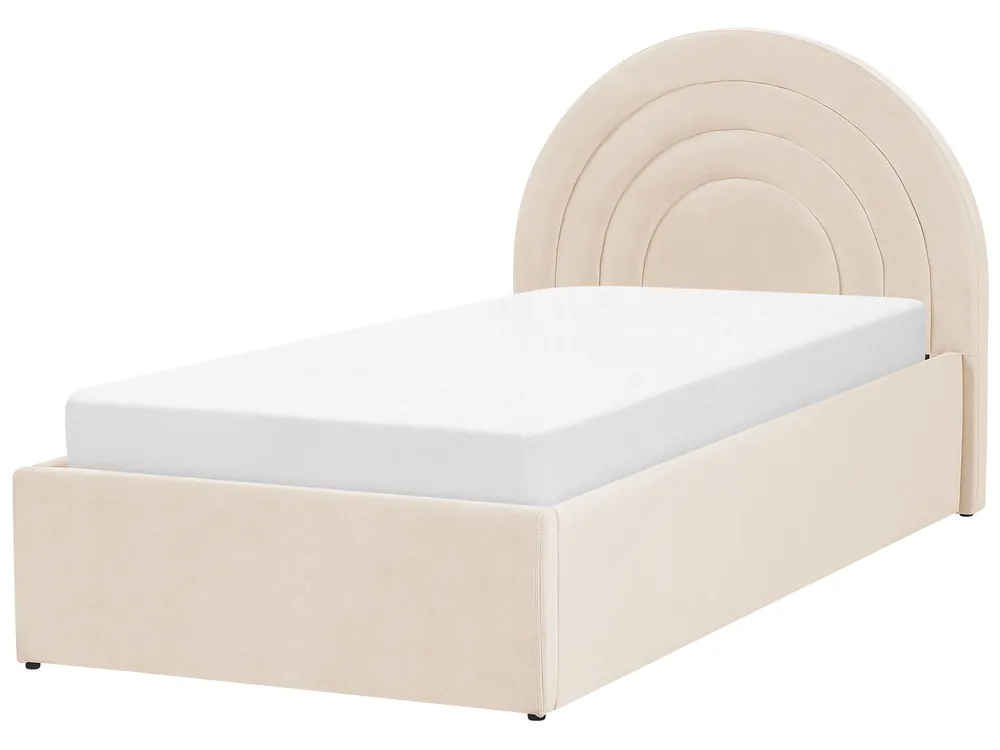 Kinderbett mit Stauraum ANET Samtstoff Beige 90 x 200 cm_876948