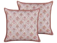Dekokissen 2er Set PICEA 45 x 45 cm Samtstoff Rot Blumenmuster_838924