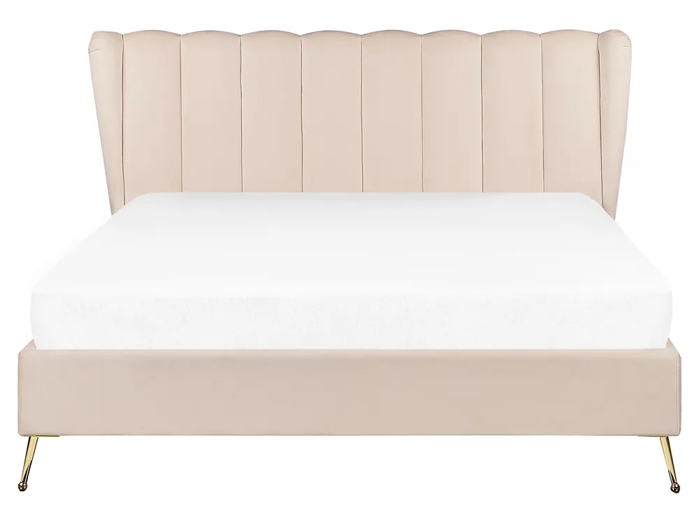 Bett mit Lattenrost Samtstoff MIRIBEL 160 x 200 cm Beige_870626
