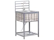 Outdoor-Küche 4er Set mit Spüle MIRADOR Grau Polyrattan_987430