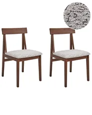 Set of 2 Dining Chairs ISLE Wood Brown/ Grey_945354