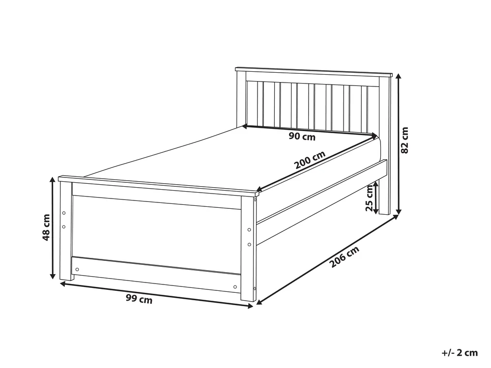 Bett mit Lattenrost Kiefernholz OLENDON 90 x 200 cm Weiß_954976