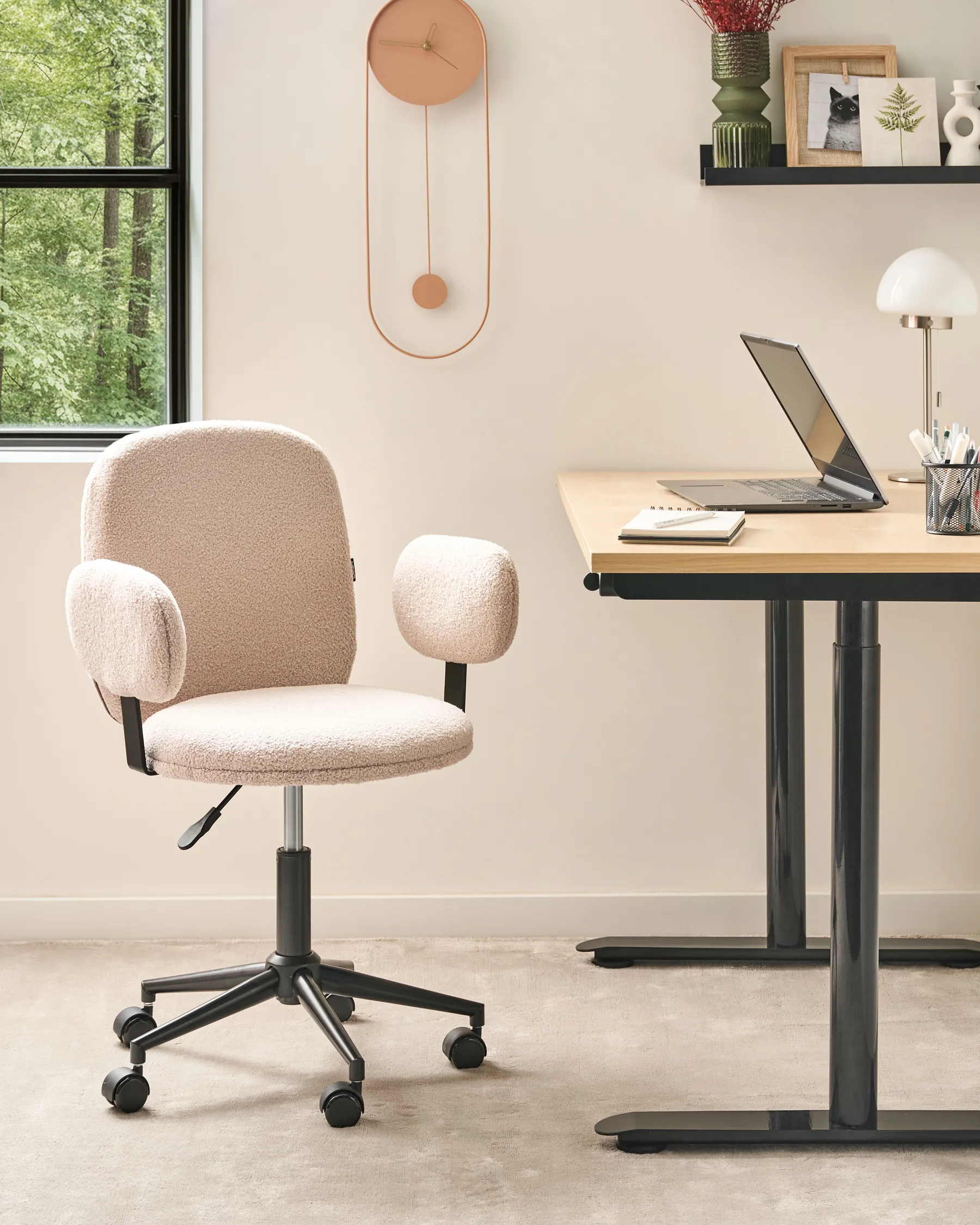 Schreibtischstuhl MORAGA Bouclé Beige_1024861