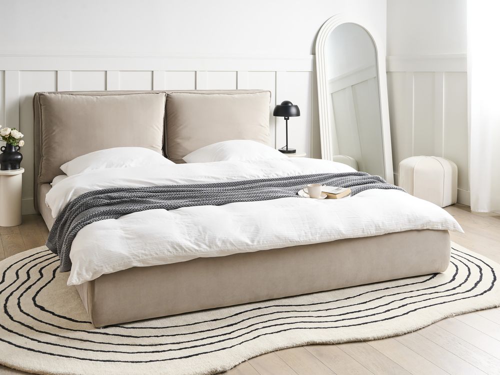 Waterbed Fluweel BAJONNA 180 x 200 cm Taupe