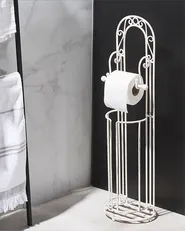 Toilettenpapierhalter mit Bürste TEMUCO Metall Weiß_790955